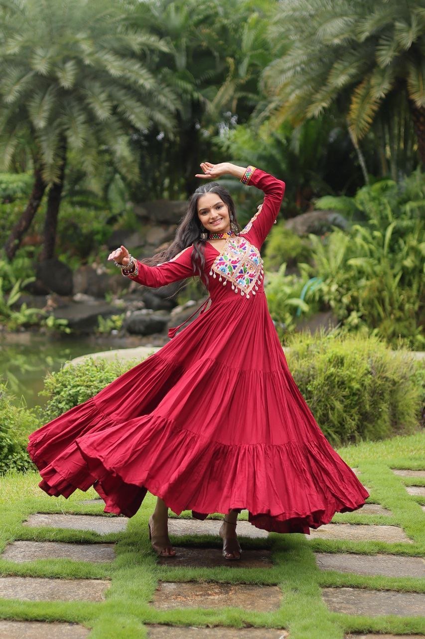 Navratri Gown Reyon with Kutchi Gamthi Work - Image 3