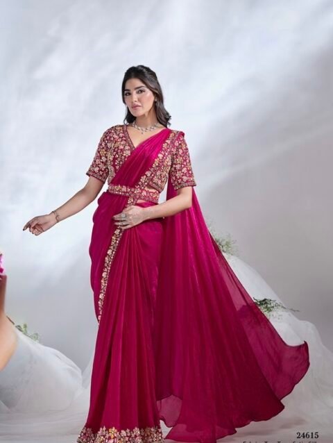Predrapped Saree Two tone satin
